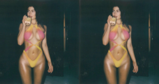 Kylie Jenner seen orange yellow monokini Kylie Swim line